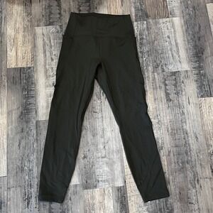 CRZ YOGA Womens Olive Green High Waisted Sports Leggings Pockets R584 | Size M